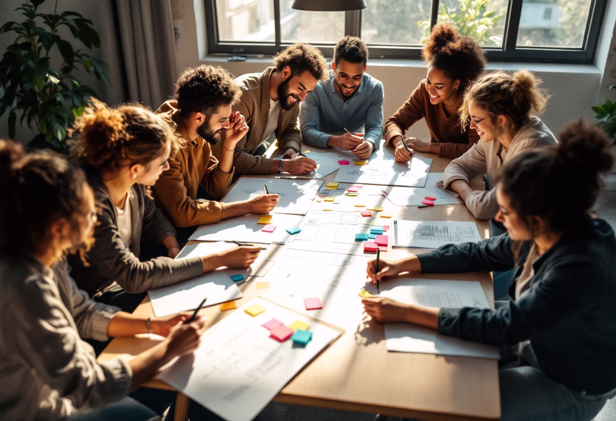 image of a creative brainstorming session for a digital marketing campaign